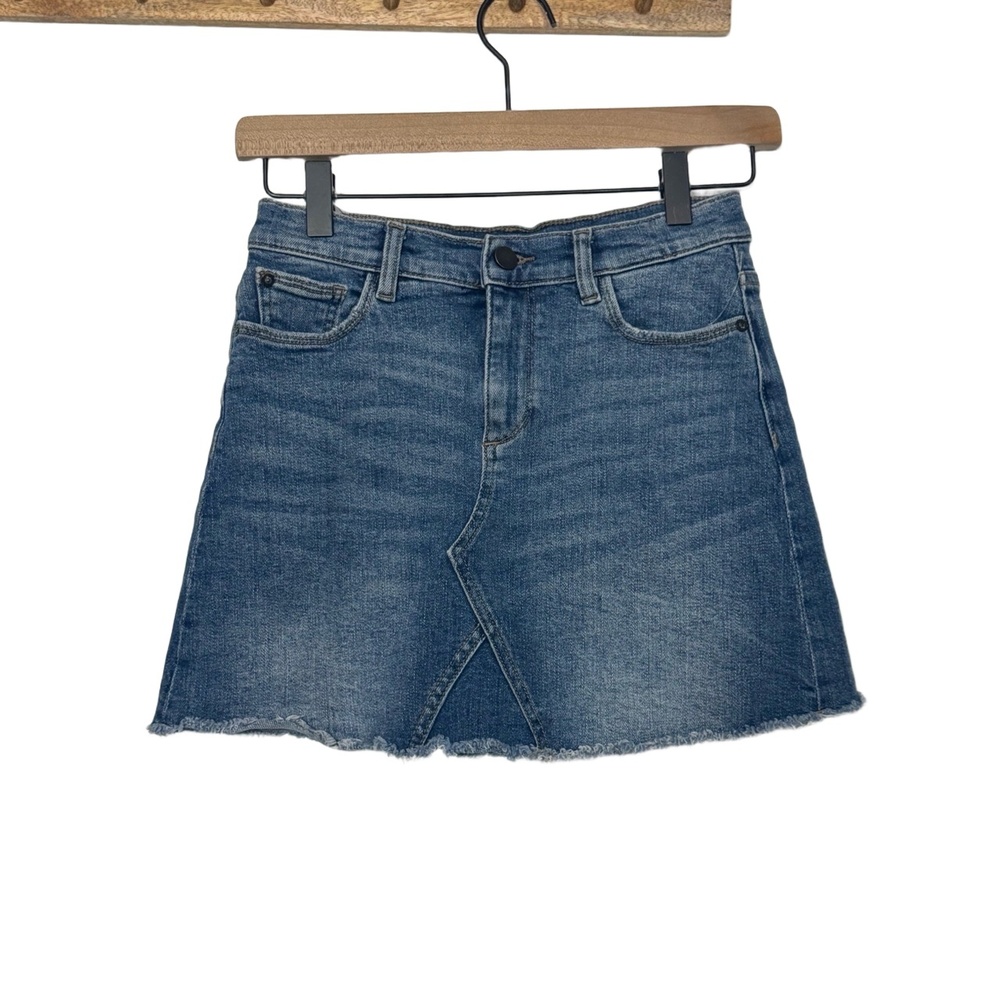 DL1961 Blue Jenny Mini A Line Frayed Hem Skirt Girls Size 12‎